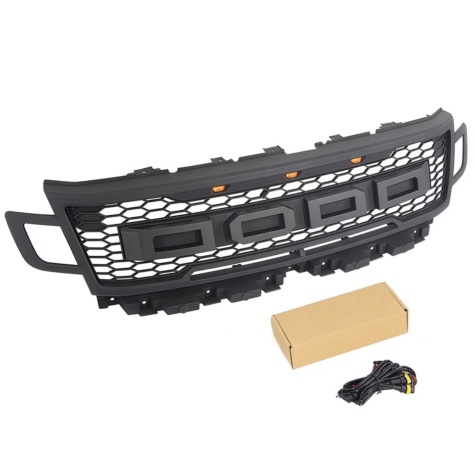 Черная передняя решетка подходит для Ford Expedition 2018-2021 верхняя решетка со светодиодной подсветкой - Изображение 3 из 4