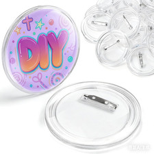 30 Pack 3.11" Clear Button Pins: Photo Button DIY Acrylic Blank Badge Pins for
