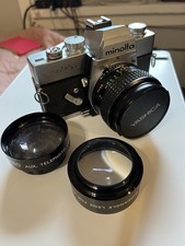 Minolta SRT-102 35mm SLR Minolta 50mm Lens Clean Clear  2 Aux Lens Attachment