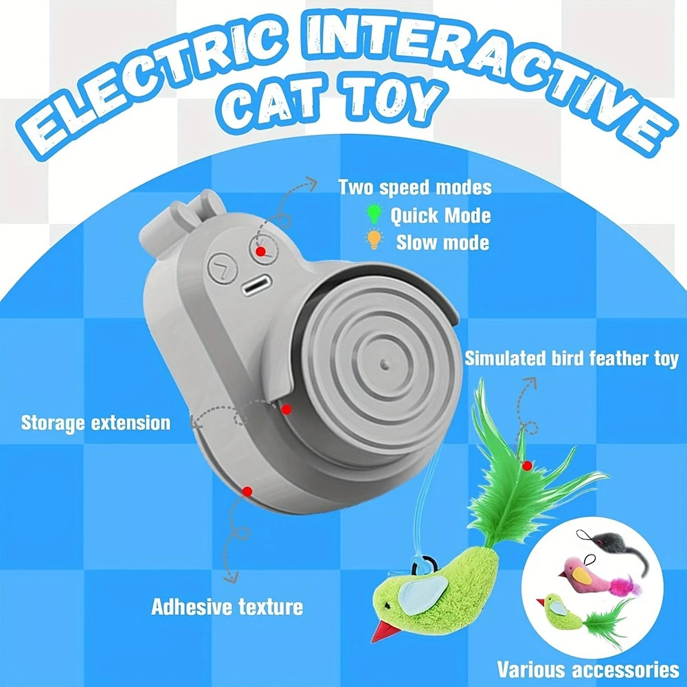 Premium Quality Adaptable Compact Automatic Electric Flying Bird Feather Cat Toy