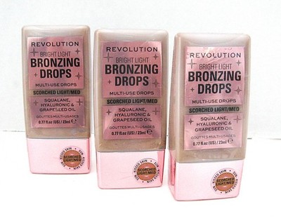Revolution Bright Light Glow Drops Scorched Light/Med Lot of 3 NEW SEALED
