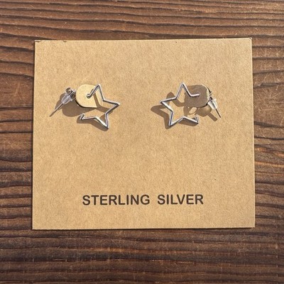 Sterling Silver Star Shaped Earrings 925 New