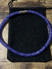 Swarovski Purple Stardust Silver Tone Hardware Double Magnetic Closure Bracelet