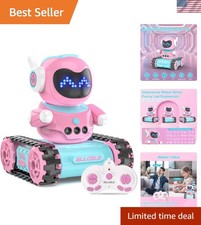 LED RC Robot Toys for Girls with Walkie Talkie, Programming, Music, Demo and ...