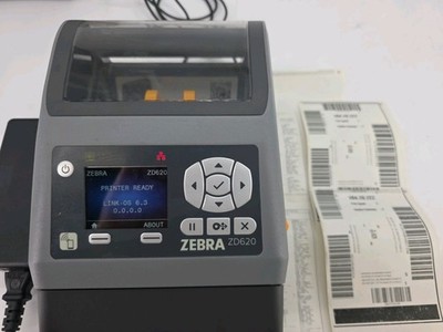 Zebra ZD620 zd62143-d21l01ez Printer WiFi BT USB Serial RJ-45, 614 CLICKS   1G