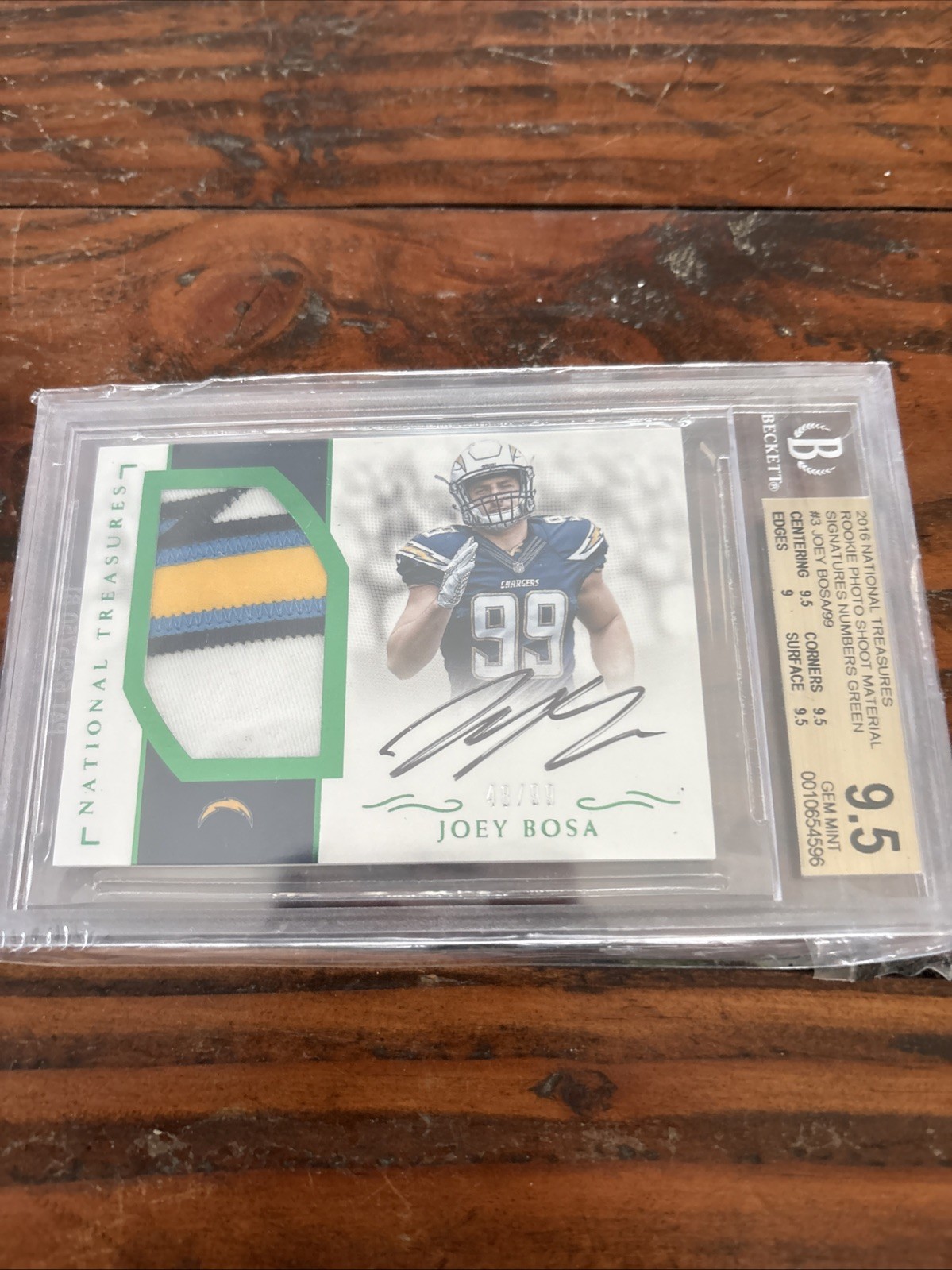 Joey Bosa Panini National Treasures Rookie Signatures Rps #3 Gold