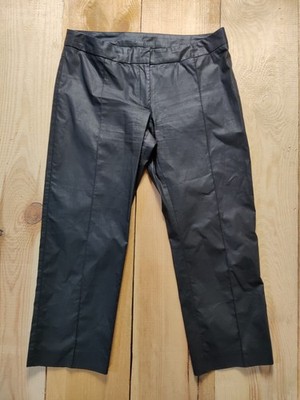 JOSEPH BESCHICHTETE SCHWARZE LARGE HOSE CAPRI CROPPED FREIZEIT MID RISE REISSVERSCHLUSS DAMEN