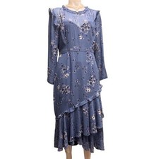 Women Cooper St for Anthropology Chiffon Texture Ruffle Dress Sz 10 $250