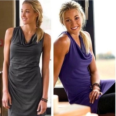Athleta Dress Inverse Drape Womens Extra Small Gray Purple Sleeveless Reversible