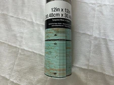 The Paper Studio Removable Adhesive Vinyl, 12 x 12 in, 6 Sheets, Turquoise Wood
