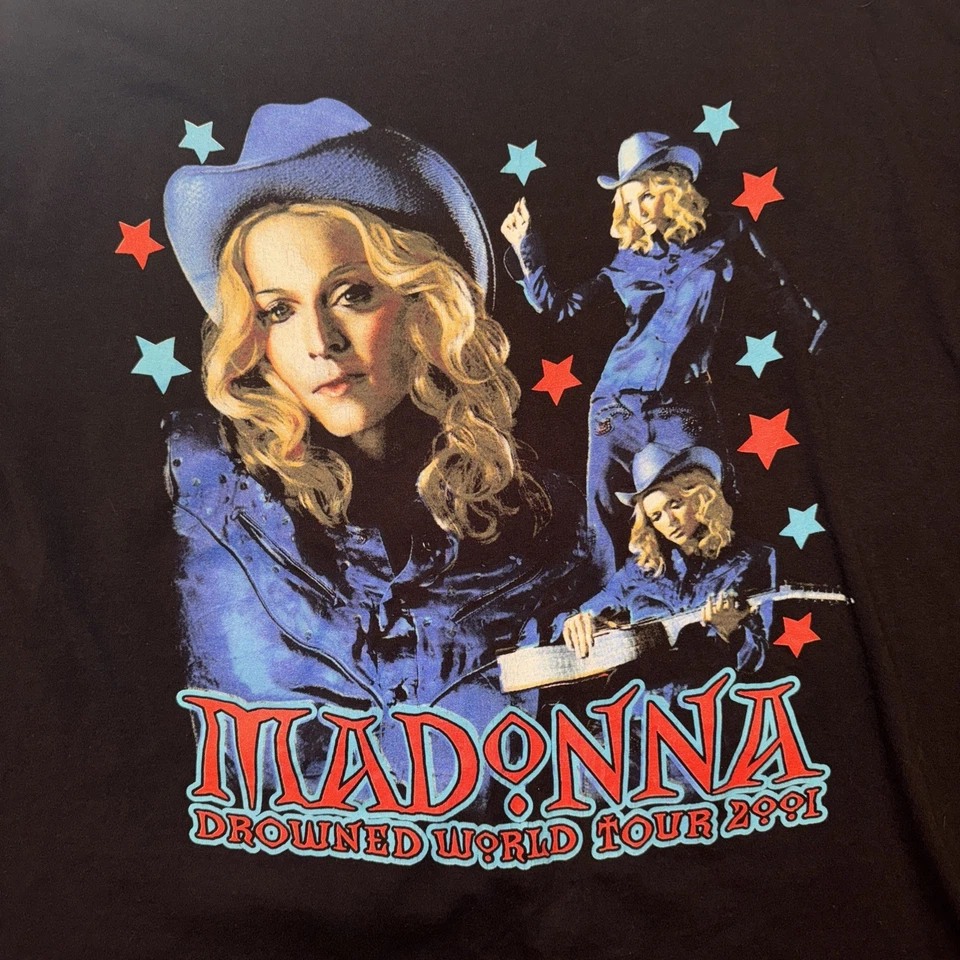 Vintage Madonna T-shirt Drowned World Tour Shirt 2001 Sz XL Mens Black Used S/S - Image 2 of 4
