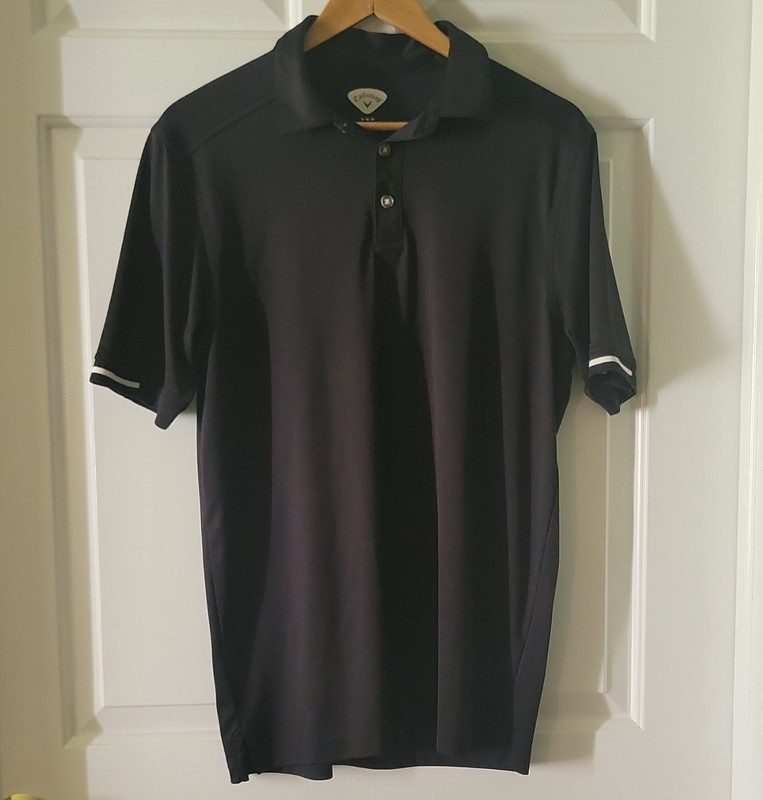 Callaway Men's Golf Polo Shirt M Black/White Short Sleeve Breathable Knit
