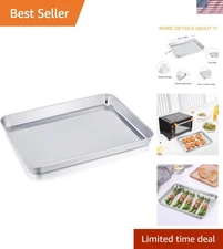 Mirror Finish Deep Edge Stainless Steel Baking Pan - Dishwasher Safe 8''x10.5''