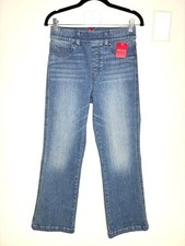 NWT Spanx Denim Cropped Kick Flare Jeans Pull On Shaping Vintage Indigo Size M