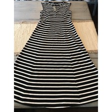 J Crew Black White Stripe Dress Sleeveless Side Zip Dress Sz XS New
