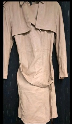 Wilsons Leather Women's Coat Pelle Studio Genuine Tan Leather Trench Coat Size S
