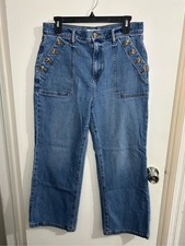 Loft The Wide Leg Jeans with Button Accent
