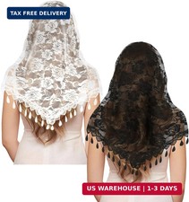 2 Pcs Mass Veil Triangle Mantilla Cathedral Head Covering, Veils for Church Cath