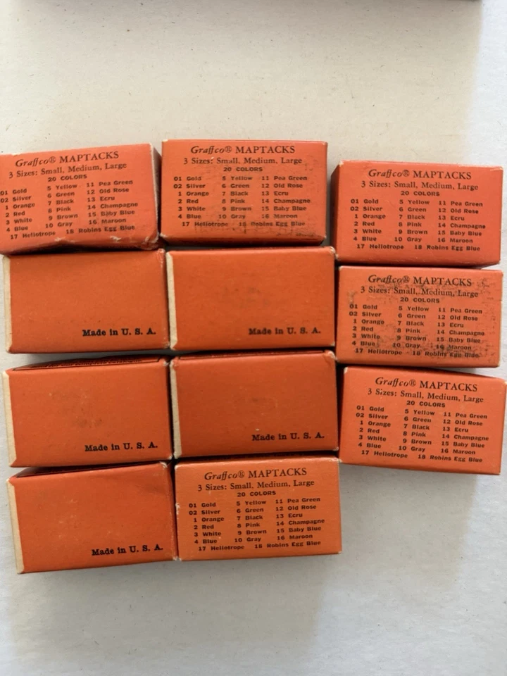 Lot of 11  VTG Map Tacks Boxes, GRAFF CO. Partial to Full,  Multicolors, Pushpin - Image 2 of 4
