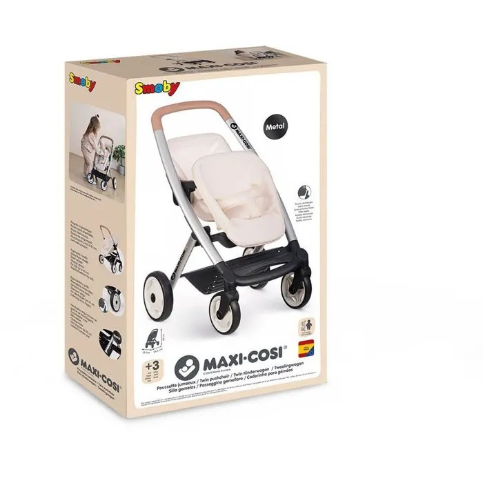 SMOBY - Maxi-Cosi - Passeggino gemellare, Beige - Per bambole - Dai 3 anni in su foto 4