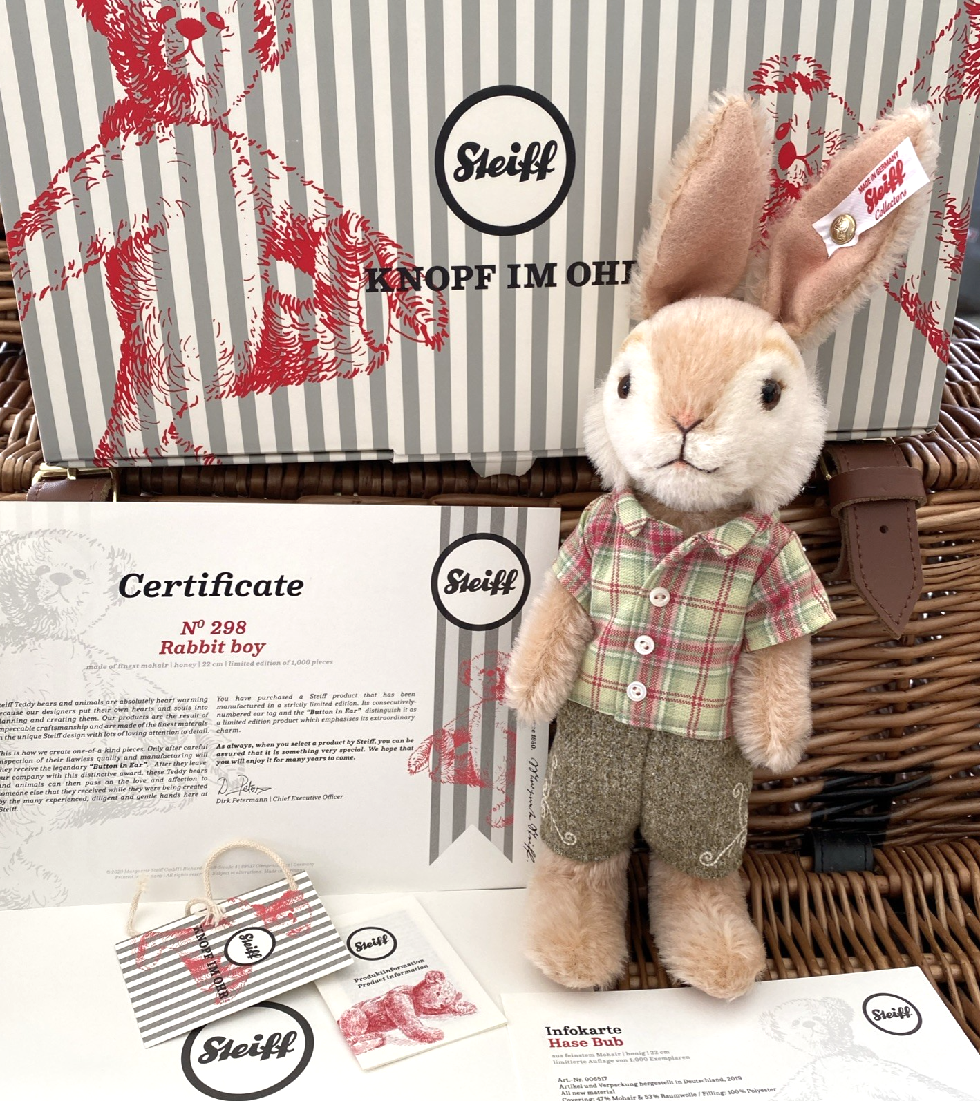 Steiff 2019 Rabbit Boy - Ltd Edition 22cm - Honey - EAN:006517 - Box + COA