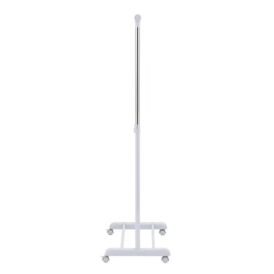 Percha de ropa pesada altura ajustable estante rodante metal cromo blanco Foto 4 de 4