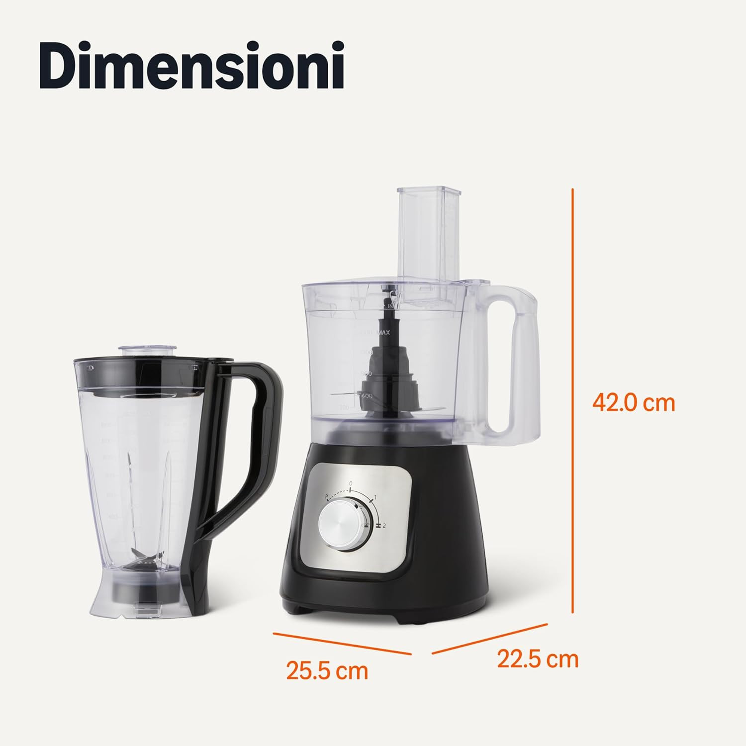 Robot Da Cucina E Frusta a 2 Velocità, Ciotola Da 2,4 Litri E Caraffa Da 1,5 Lit foto 5