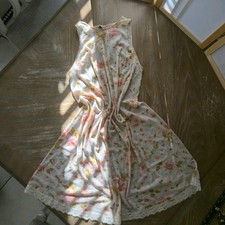 Floral Lace Slip Dress  Silky Vintage-Inspired Nightgown w/ Back Tie Small