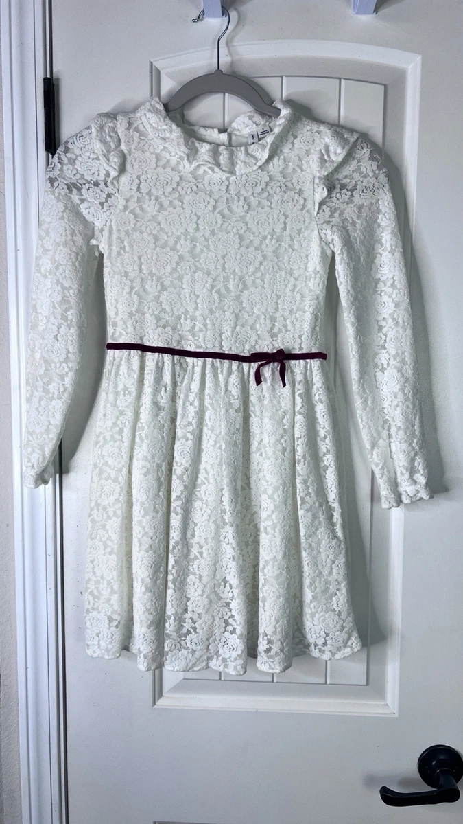knee length dresses for ladies Janie & Jack Cream & Gold Long Sleeve Sweater Dress with Ruffle Details Down Front and On Wrist/Neck. Size 18-24M main image 0