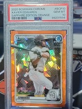 🔥 2020 Bowman Chrome Sapphire Orange Xavier Edwards PSA 10 GEM MT Marlins