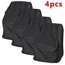Paquete de 4 fundas para sillas de patio con respaldo alto cubiertas de almacenamiento para muebles de jardín de exterior negras