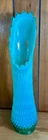 17 3/4" RARE FENTON EMERALD GREEN HOBNAIL  ART GLASS FLOWER SWUNG VASE - Blemish