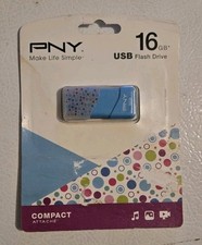 PNY 16 GB USB COMPACT ATTACHE FLASH DRIVE BLUE/DOTS 