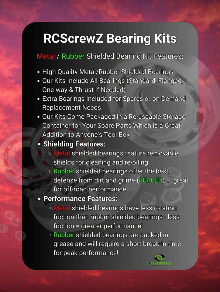 RCScrewZ RC Helicopter Bearing Bulk Kit –.30 .50 .60 500 600 Helis 120pcs bbh002 - Image 4 of 4