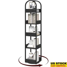 5-Tier Bookshelf Rotating Bookcase 360° Spinning Book Shelf Storage Rack Home 