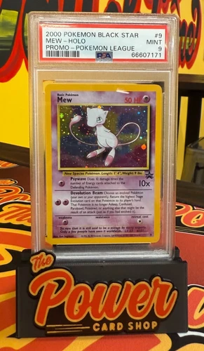 SWIRL PSA 9 2000 Pokemon League Black Star Promo #9 MEW Holo Graded NM-MT Card