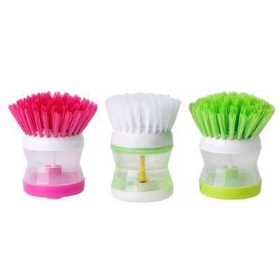 Kitchen Wash Tool Pot Dish Plastic Brush with Washing Up Liquid Soap Dispenser