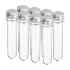 70ml Plastic Test Tubes with Screw Caps, 8Pcs 150x29mm Tubes, Silver Tone