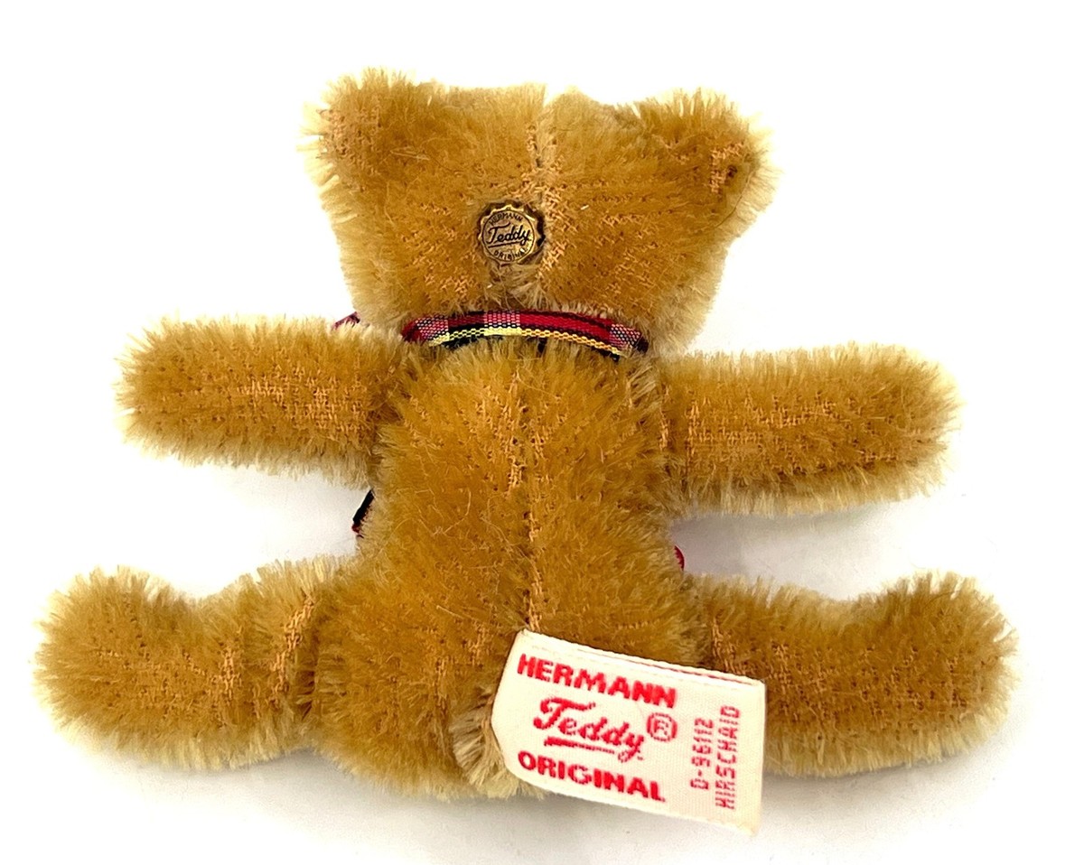 Hermann Flexible Mini Teddy Bear 8cm 3in ID Swing Tag Mohair Plush