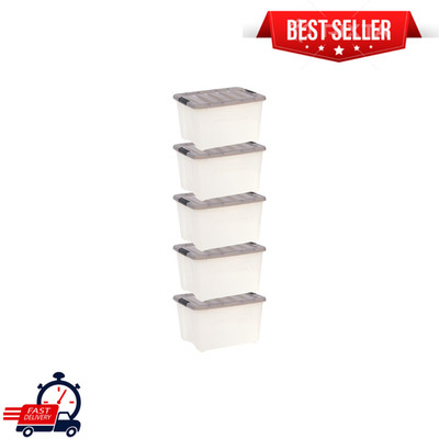 IRIS 40 Qt. Plastic Storage Bins with Lids, Stackable Storage Containers, 5 Pack