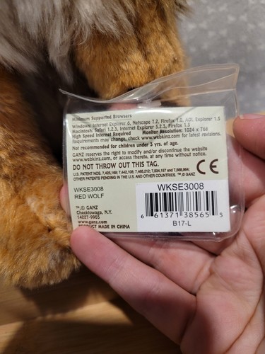 Webkinz Signature Endangered Species Edition roter Wolf Plüsch mit unbenutztem Code-Tag - Bild 5 von 11
