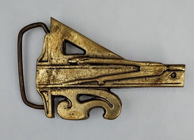 Vintage Belt Buckle Architect Engineer Design Heavy Solid Brass 1970s LeatherShp