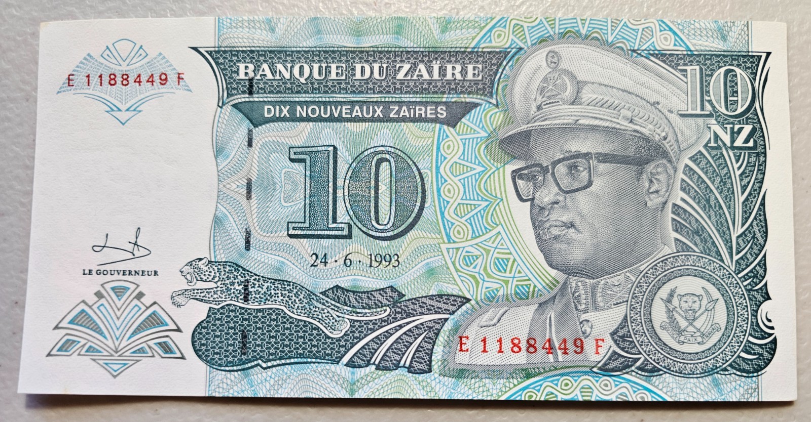 Zaire 10 N. Zaires 1993 Unc