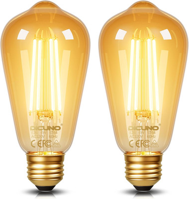 Dicuno E26 Edison Bulbs 60W, 2200K Amber Warm, 6W LED Edison Bulb ST64, Amber Gl