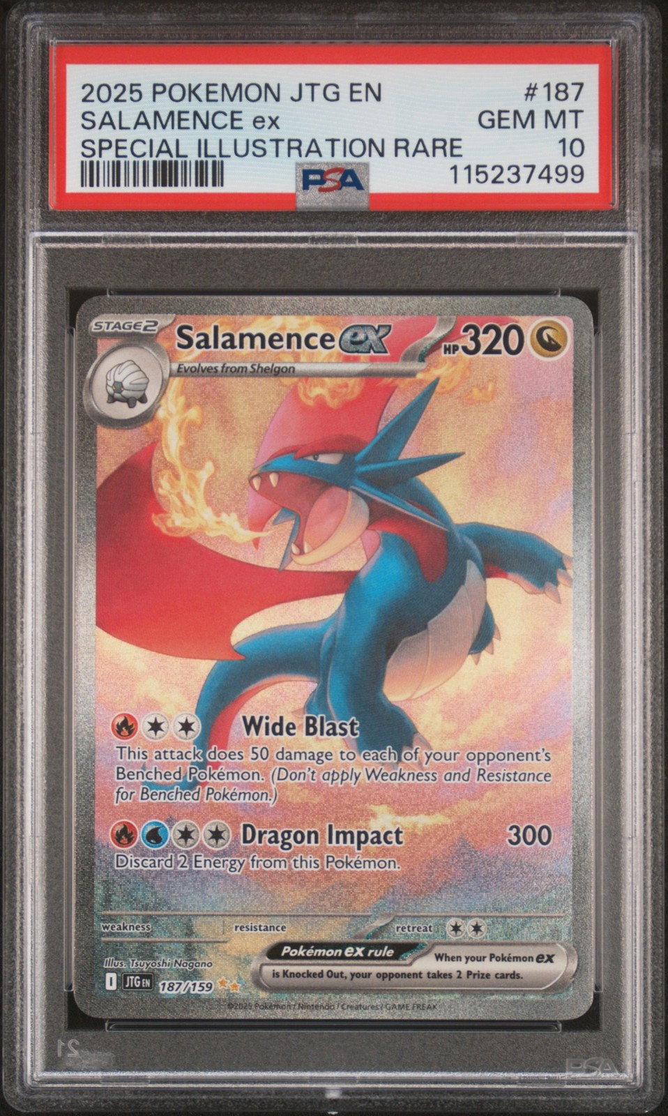 2025 POKEMON JTG EN-JOURNEY TOGETHER #187 SALAMENCE EX PSA 10