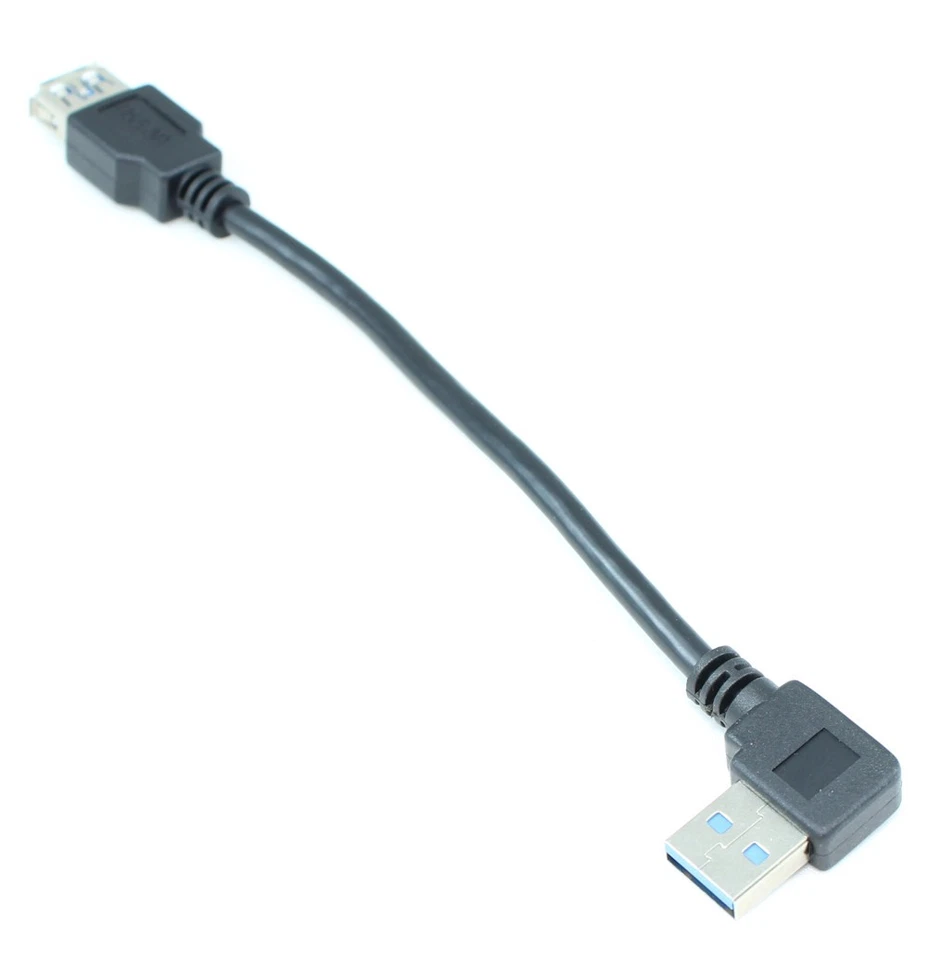 6 inch RIGHT-Facing ANGLED USB 3.0 Type-A Male to USB 3.0 Female Cable  Black - Image 2 of 2
