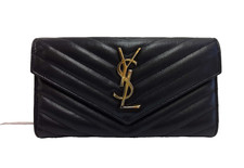 Auth KN1 Saint Laurent Paris Cassandra Flap Long Wallet YSL Logo from Japan