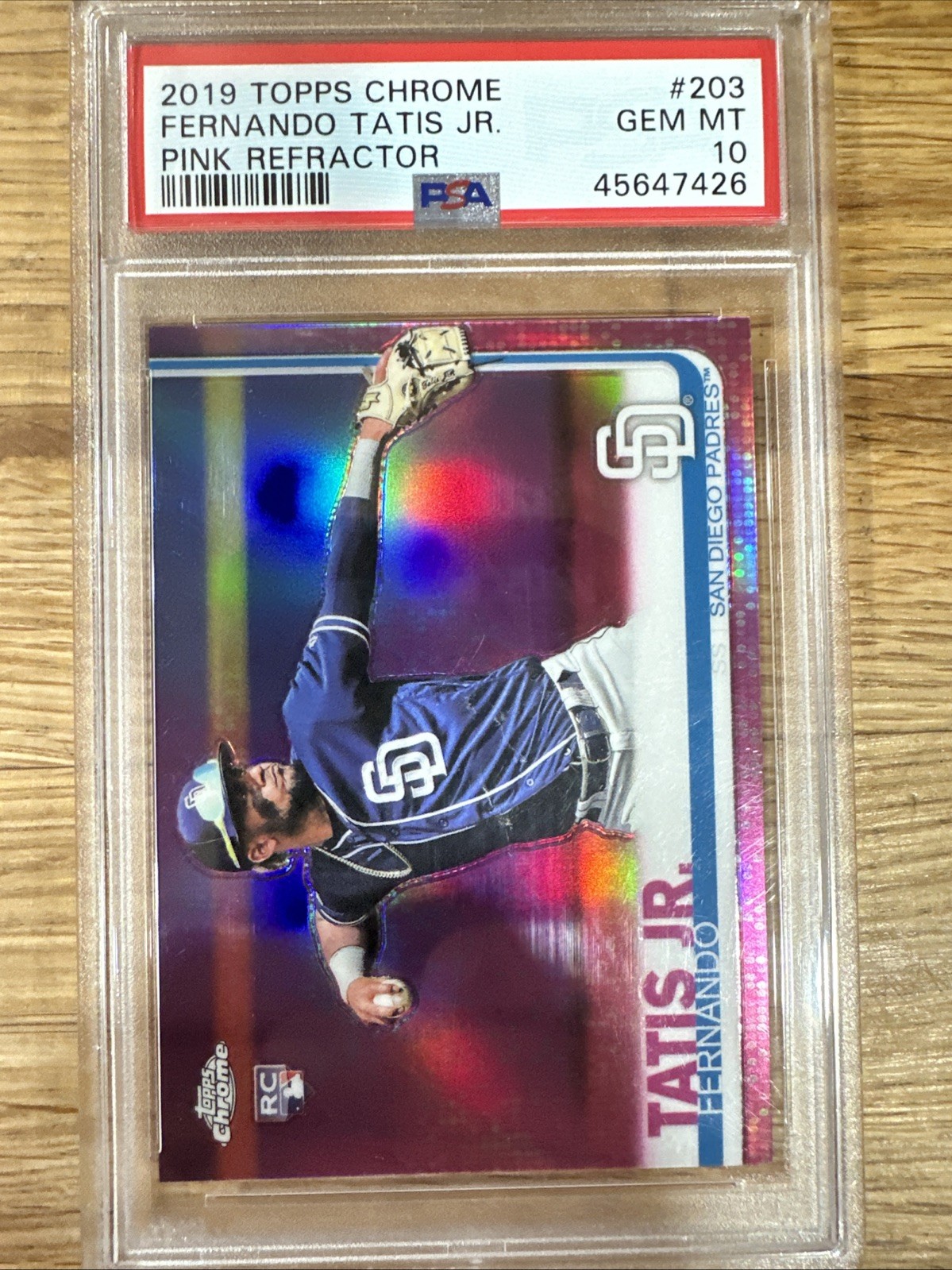 2019 Topps Chrome Fernando Tatis Jr RC Pink Refractor #203 PSA 10