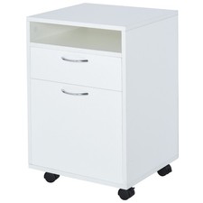 Rolling Printer Stand – Mobile Storage Cabinet w/ Drawer & Enclosed Cabinet