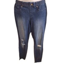 Hue Pull On Jeggings Jeans Woman's Size Medium Stretch Dark Wash Denim Pants